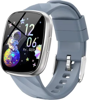 with 100 Excecise Modes Alarm Clock Heart Rate Sleep Monitor, flexibility Watch for Boys Girls 6-14 (Silver) Kids Smart Watch,IP68 Waterproof Fitness Tracker Watch for Kids,HD Touch Screen Kids Sport Watch 