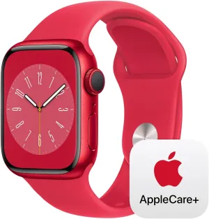 with AppleCare  (2 Years) Apple Watch Series rid tractor 8 [GPS 41mm] Smart Watch w/ (Product) RED Aluminum Case with (Product) RED Sport Band - M/L 