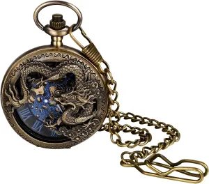 with bet division strikingly Chain JewelryWe Automatic Mechanical Pocket Watch Classic Dragon Steampunk FOB Pendant Watch 