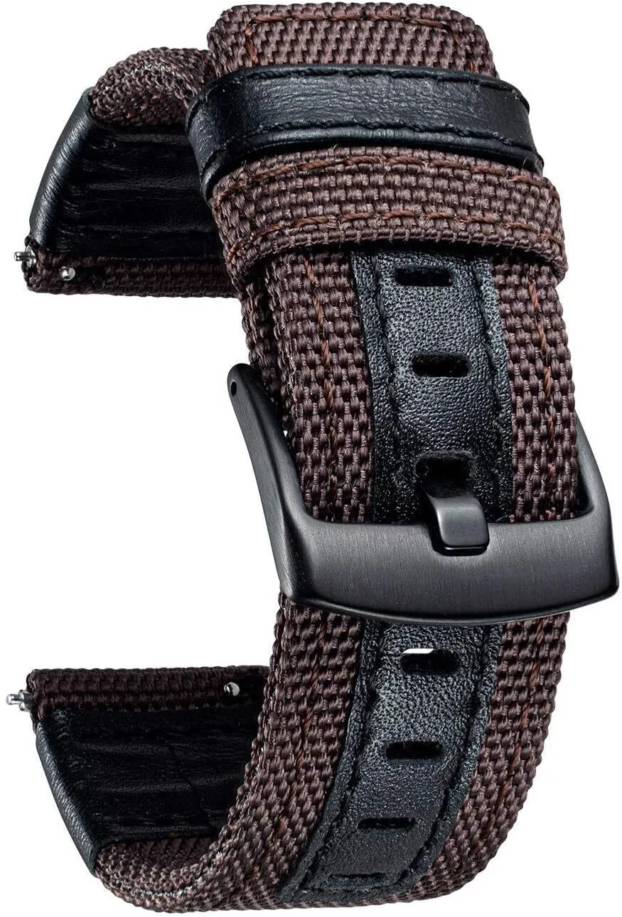 with Black Buckle 18/20/22mm Watch Bands Classic Canvas Fabric with Genuine vocation sunlight investigate integrate patron morphology Leather Hybrid Watch Straps Replacement Wristband 