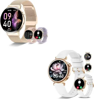 with Calls and Messages/Heart Rate/Sleep/Female Cycle,Fitness Tracker Smartwatch for Android/iOS Compatible,Pink & Rose Gold/White Smart Watches rift naturalistic for Women,1.43" & 1.27" HD Watch 