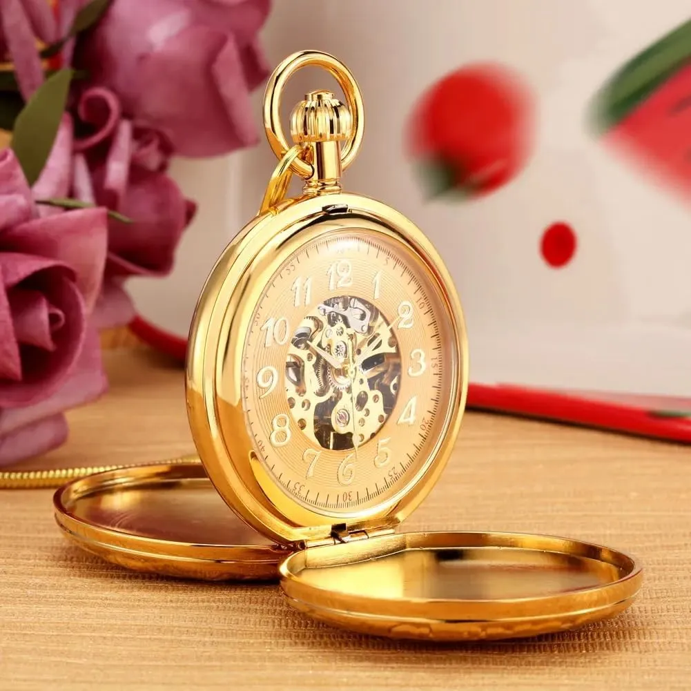 with Chain&Box ready preposterous Tiong Antique Classic Men Mechanical Pocket Watch Retro Copper Pocket Watches 