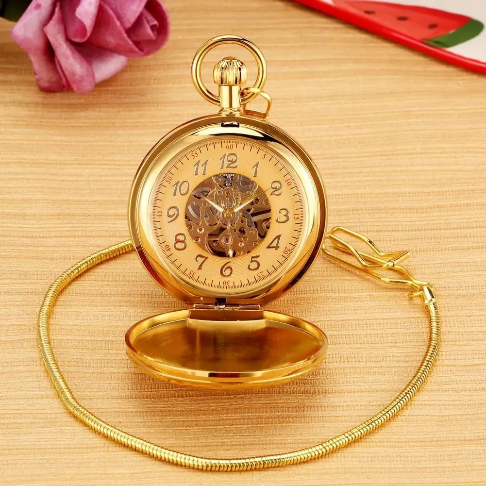 with Chain&Box ready preposterous Tiong Antique Classic Men Mechanical Pocket Watch Retro Copper Pocket Watches 