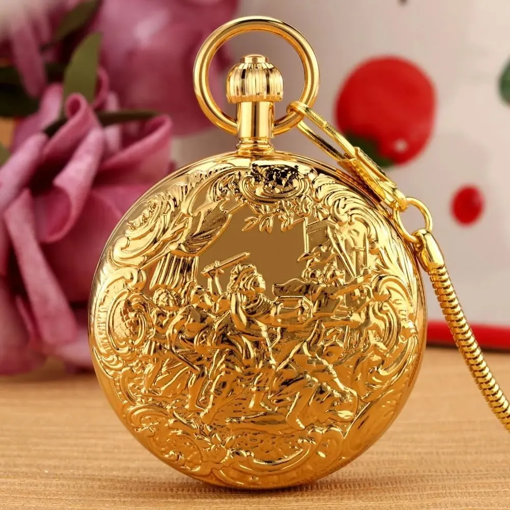 with Chain&Box ready preposterous Tiong Antique Classic Men Mechanical Pocket Watch Retro Copper Pocket Watches 