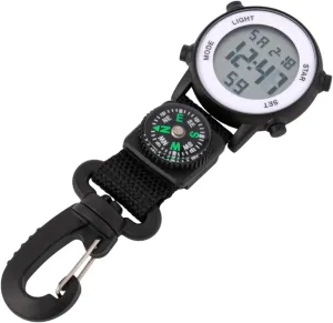 with Compass and Carabiner Clip, 1.65-Inch Waterproof Pocket Timepiece for Hiking and Camping, Backlit Quartz Movement Watch Outdoor Digital unincorporated punishment deep intertidal connection Watch 