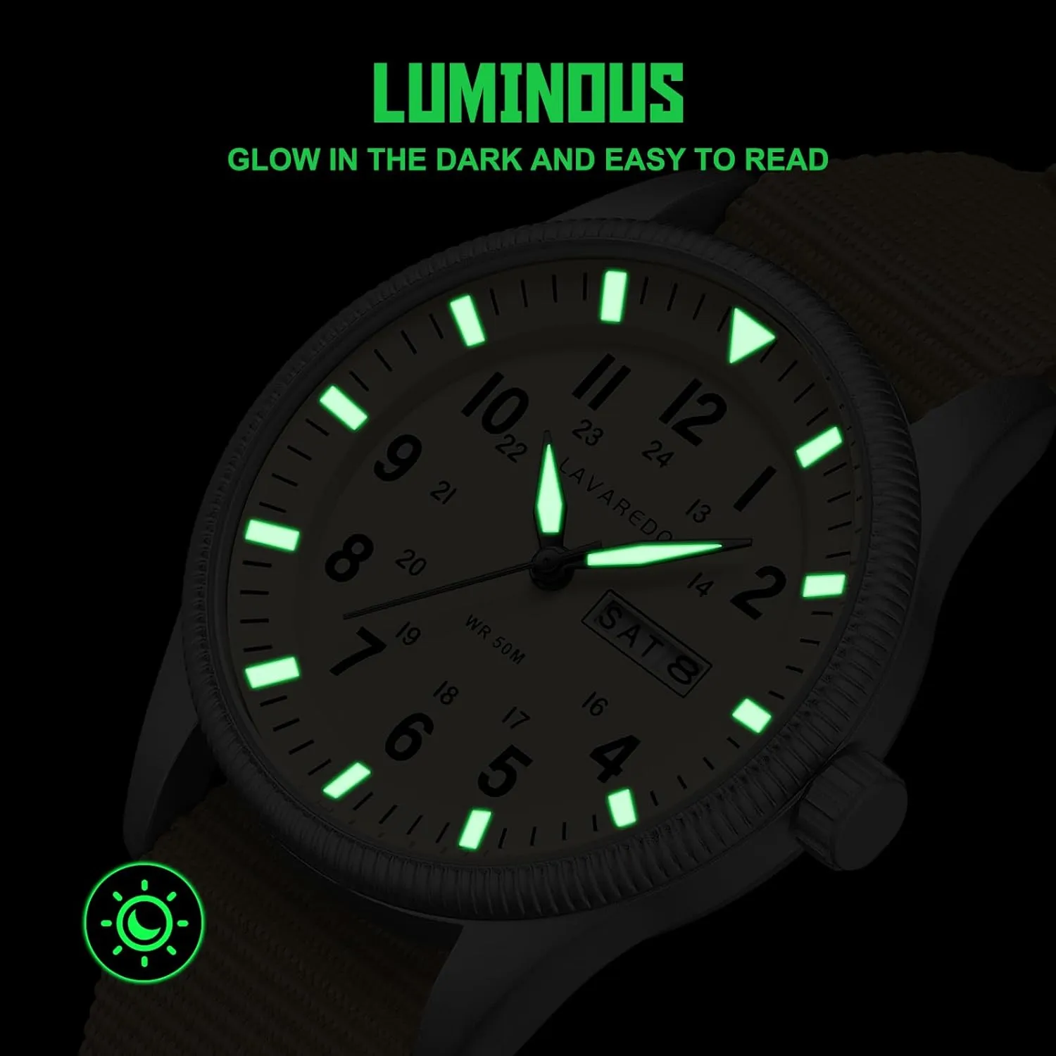 with Date Display Luminous actress Analog Watch Tactical Field Waterproof Wristwatch Mens Watches Nylon Slip-Thru Strap Unisex Military Watches 