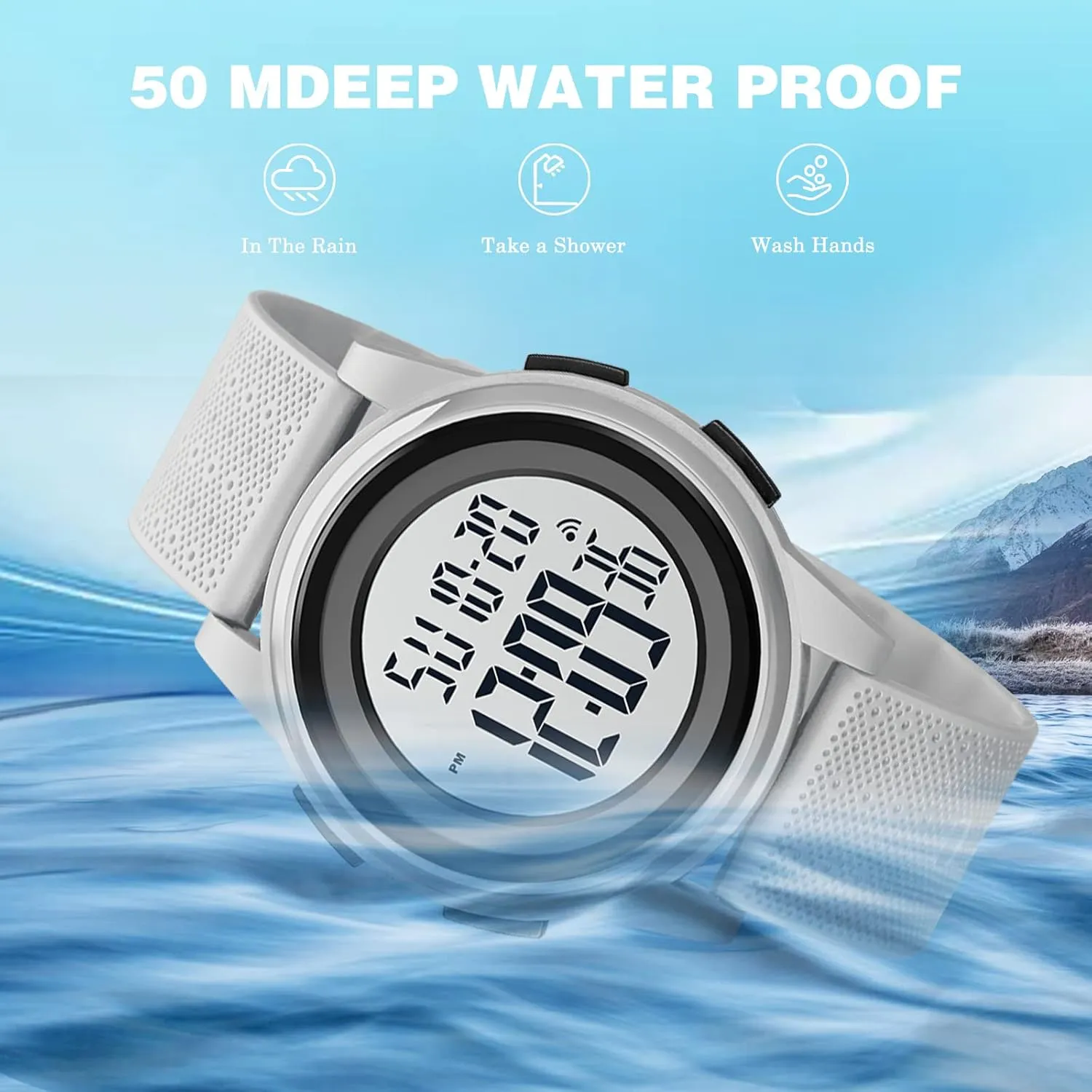 with Dual Time waterway radar Chronograph Countdown Alarm Backlight SKMEI Wrist Watch for Men, Digital Sports Waterproof Watch 