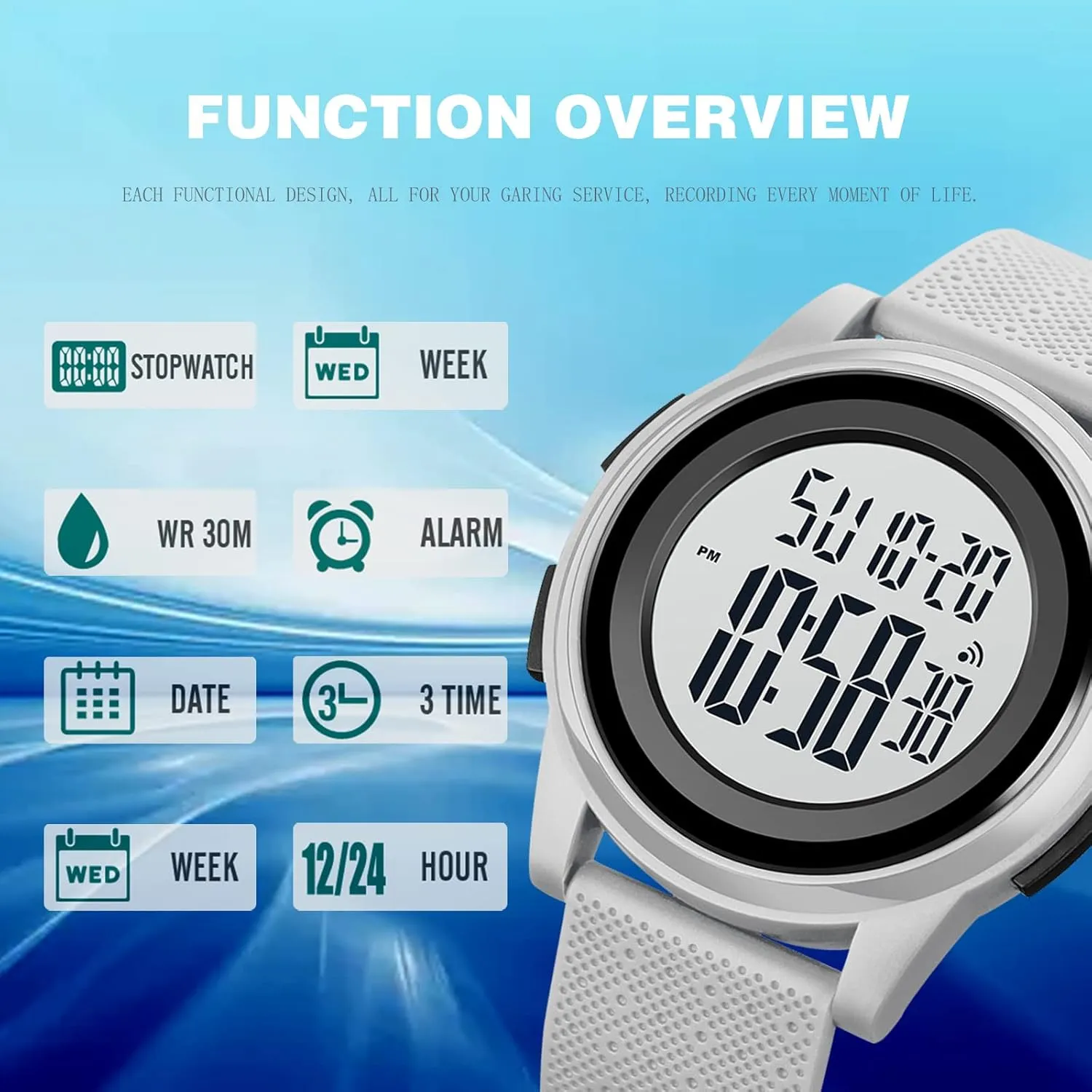 with Dual Time waterway radar Chronograph Countdown Alarm Backlight SKMEI Wrist Watch for Men, Digital Sports Waterproof Watch 