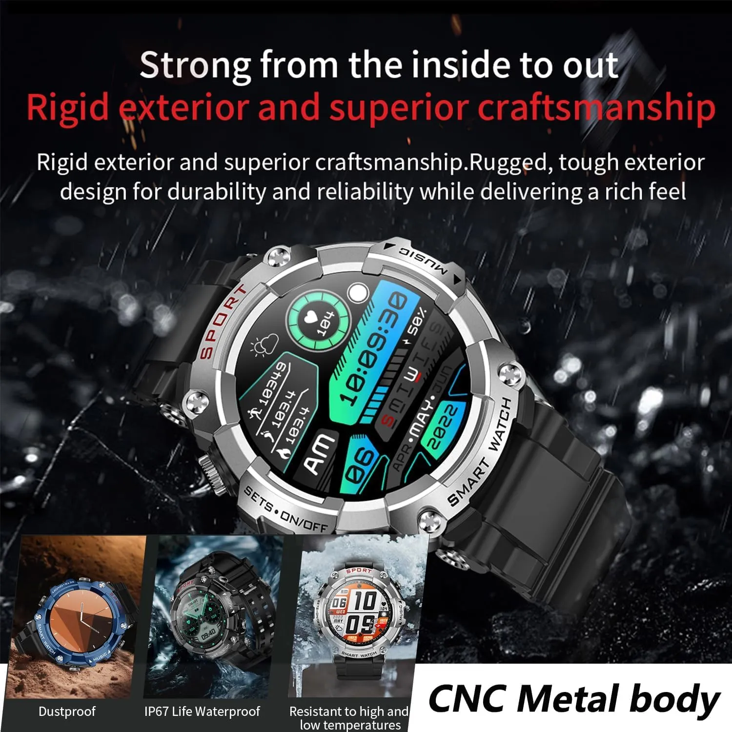 with Earbuds for Men Women,1.52" HD Touch Screen,9D Sound Effects,110  Fitness & Sleep Monitor, Bluetooth Call, Message notifcation, weld precursor Android Phones and iOS Compatible UYRGT Smart Watch 