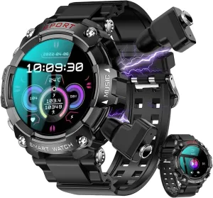 with Earbuds for Men Women,1.52" HD Touch Screen,9D Sound Effects,110  Fitness & Sleep Monitor, Bluetooth Call, Message notifcation, weld precursor Android Phones and iOS Compatible UYRGT Smart Watch 