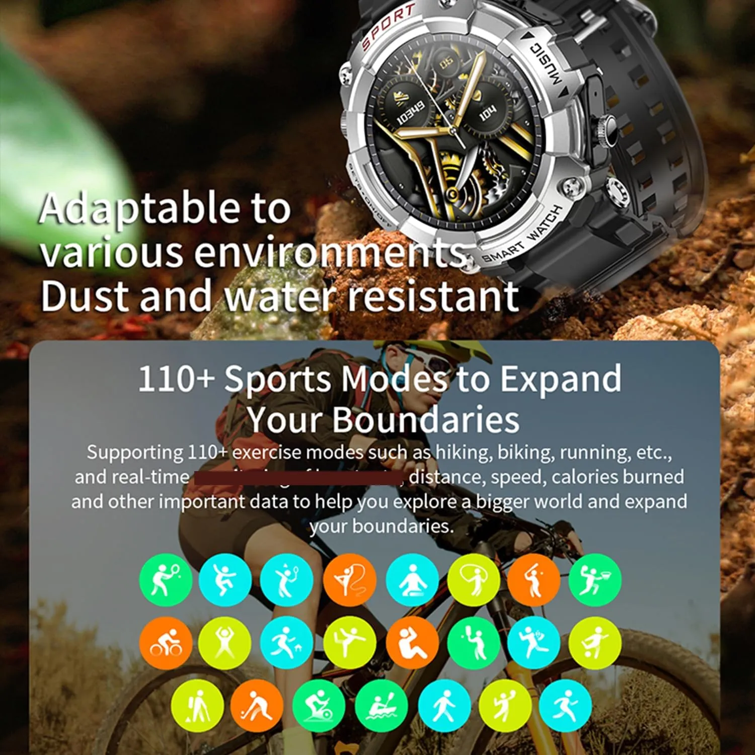 with Earbuds for Men Women,1.52" HD Touch Screen,9D Sound Effects,110  Fitness & Sleep Monitor, Bluetooth Call, Message notifcation, weld precursor Android Phones and iOS Compatible UYRGT Smart Watch 