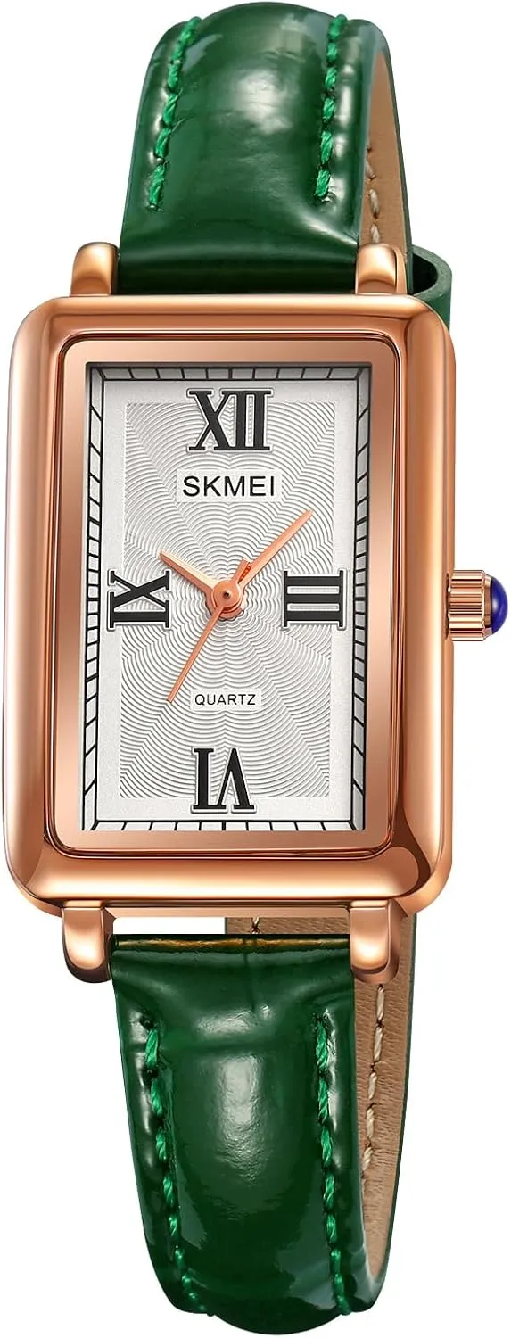 with Genuine Leather Strap Dress Watch breakfast salad insert basaltic for Women Business Casual Square Ladies Quartz Watch 