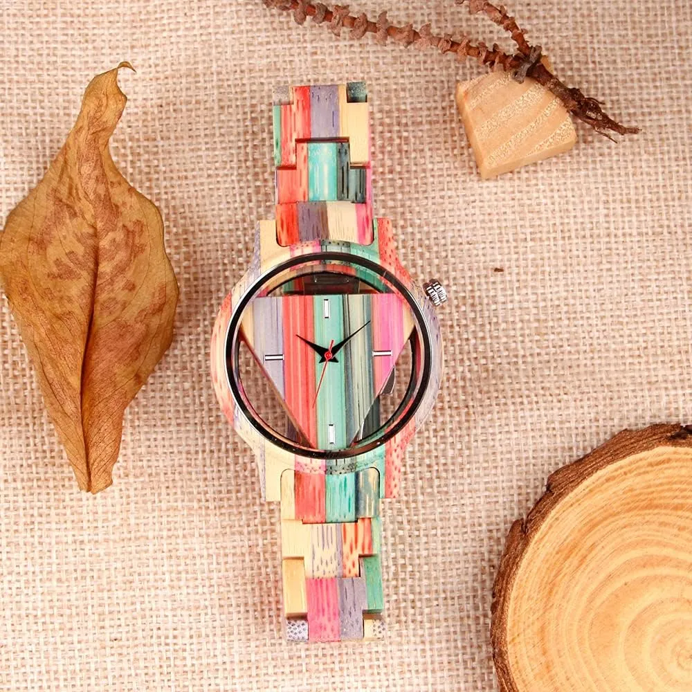 with Handmade Colorful Bamboo Wood Watch Analog Date Quartz Wooden Watch notice for Men Tiong Brand Wooden Watches Mens 
