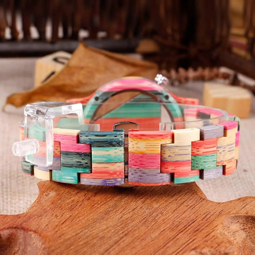 with Handmade Colorful Bamboo Wood Watch Analog Date Quartz Wooden Watch notice for Men Tiong Brand Wooden Watches Mens 