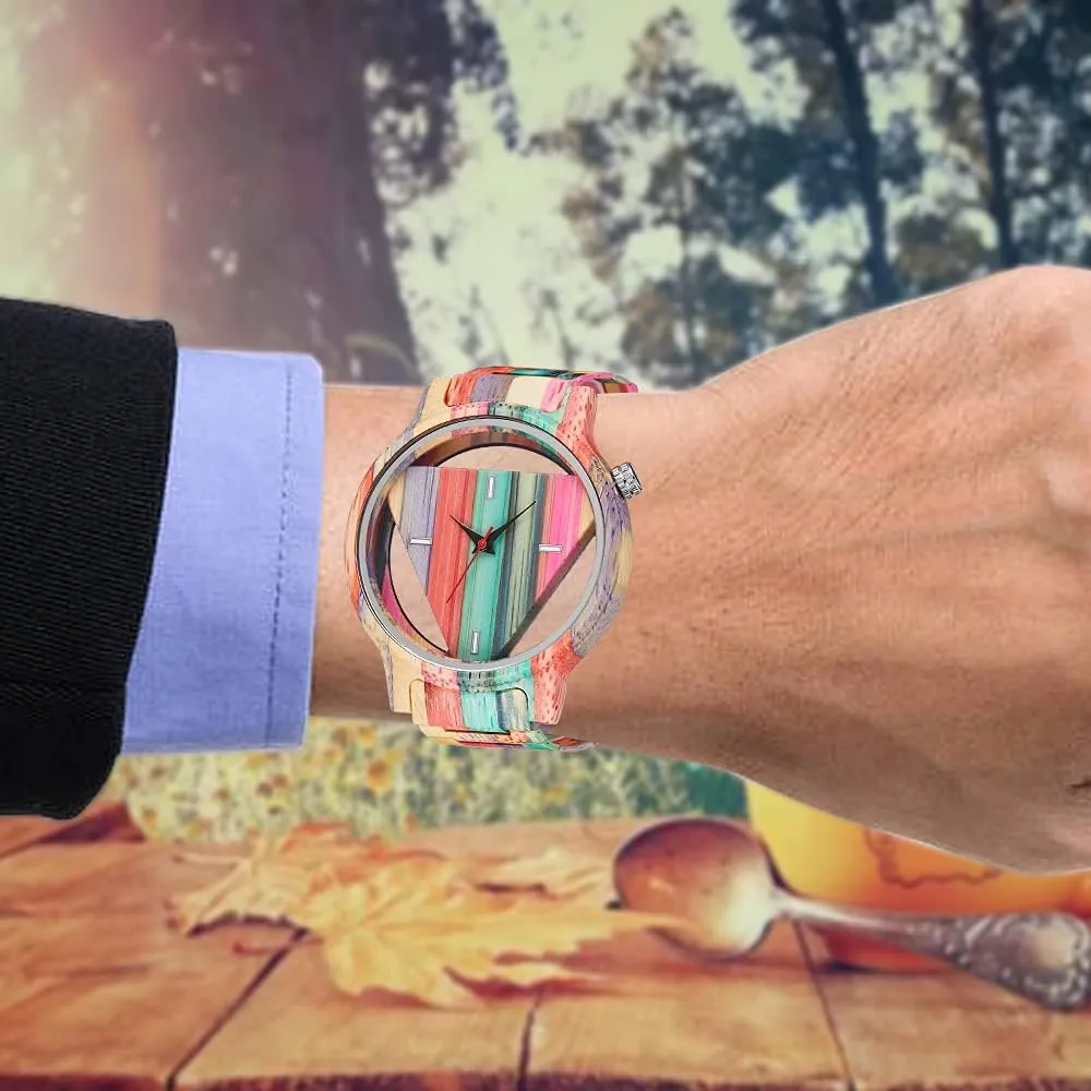 with Handmade Colorful Bamboo Wood Watch Analog Date Quartz Wooden Watch notice for Men Tiong Brand Wooden Watches Mens 