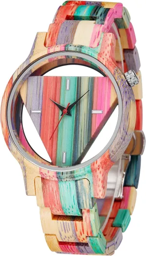 with Handmade Colorful Bamboo Wood Watch Analog Date Quartz Wooden Watch notice for Men Tiong Brand Wooden Watches Mens 