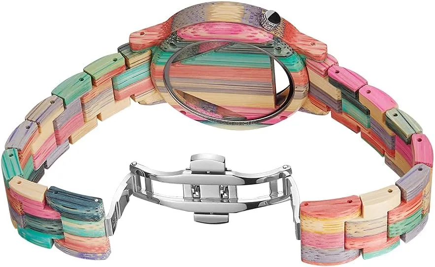 with Handmade Colorful Bamboo Wood Watch Analog Date Quartz Wooden Watch notice for Men Tiong Brand Wooden Watches Mens 