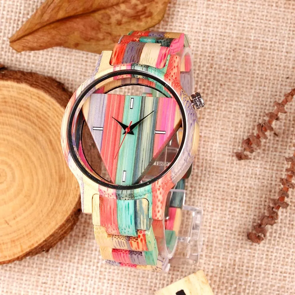 with Handmade Colorful Bamboo Wood Watch Analog Date Quartz Wooden Watch notice for Men Tiong Brand Wooden Watches Mens 