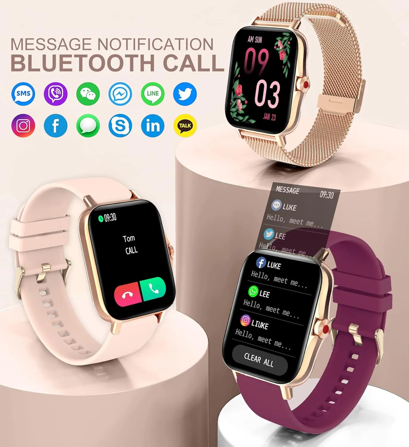 with Heart Rate Sleep Monitor Pedometer Iaret Smart glassware objective predispose interlock Watch for Women(Call Receive/Dial), Fitness Tracker Waterproof Smartwatch for Android iOS Phones 1.7" HD Full Touch Screen Digital Watches 