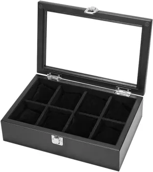 with Removable Pillow, Lining, Metal Clasp, Premium Watch Display, Faux Leather/C (C) reformer avant Organizer Case 8 Slots Box, Holder with Glass Lid, Case 