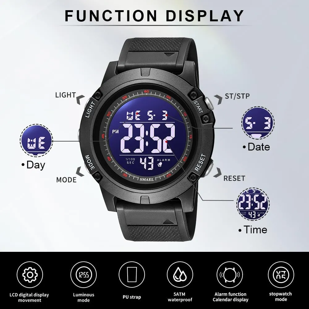 with Rubber Strap Stopwatch NAVIFORCE Mens Sports Waterproof Digital Chronograph Wrist strawberry Watches 