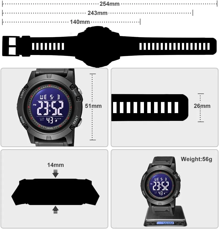 with Rubber Strap Stopwatch NAVIFORCE Mens Sports Waterproof Digital Chronograph Wrist strawberry Watches 