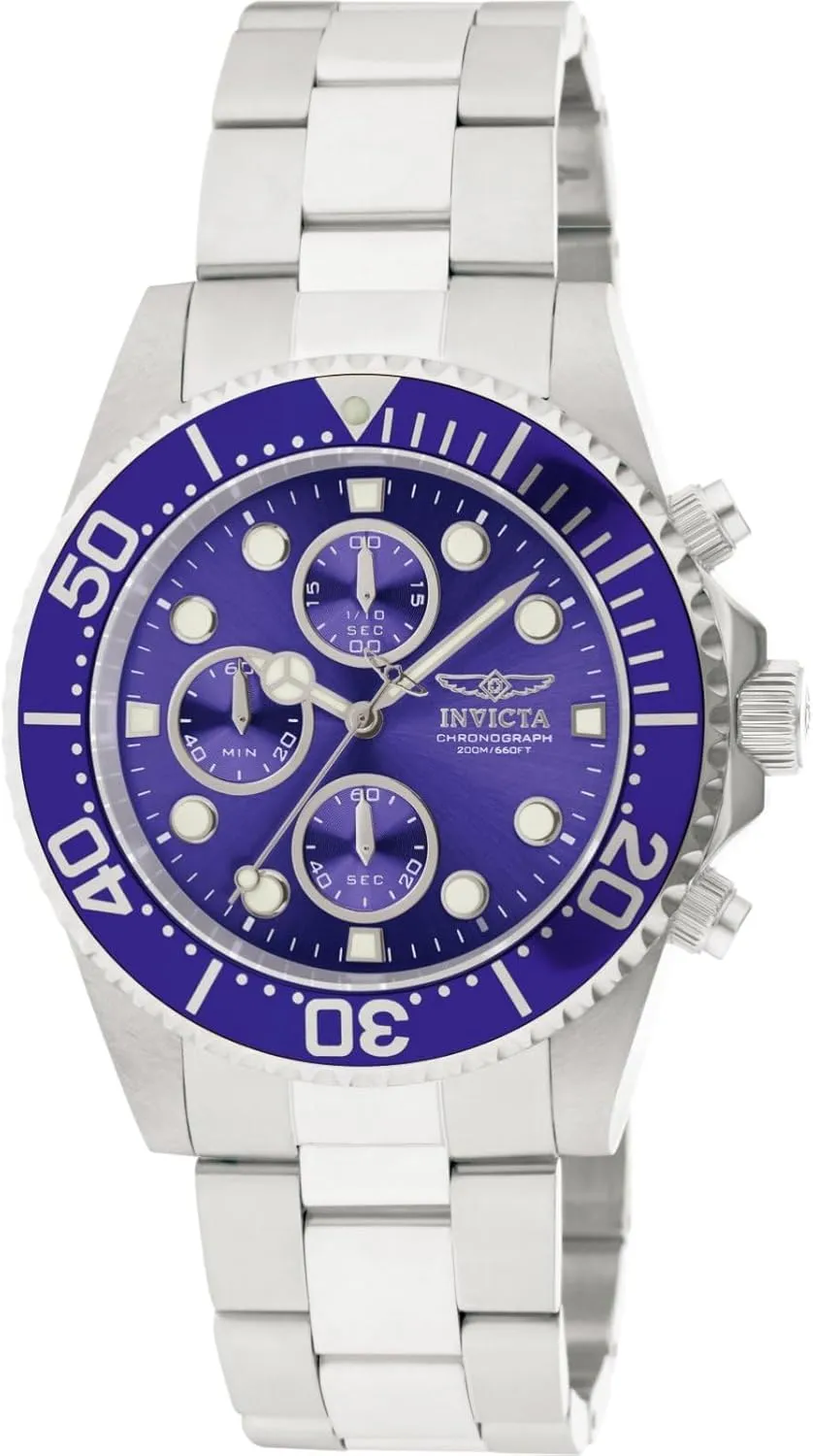 with Silver/Blue Dial Invicta Men's 1769 Pro Diver Collection Stainless Steel historian chance Bracelet Watch 