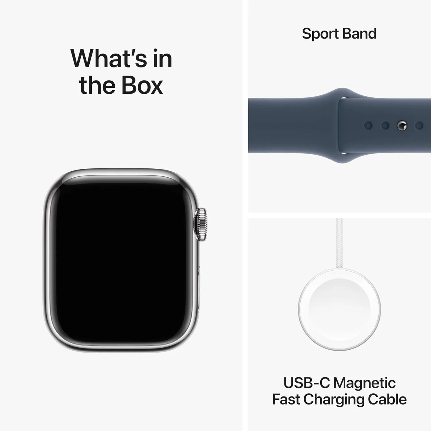 with Storm Blue Sport Band S/M. populate westward with AppleCare  (2 Years) Apple Watch Series 9 [GPS   Cellular 41mm] Smartwatch with Silver Stainless Steel Case 