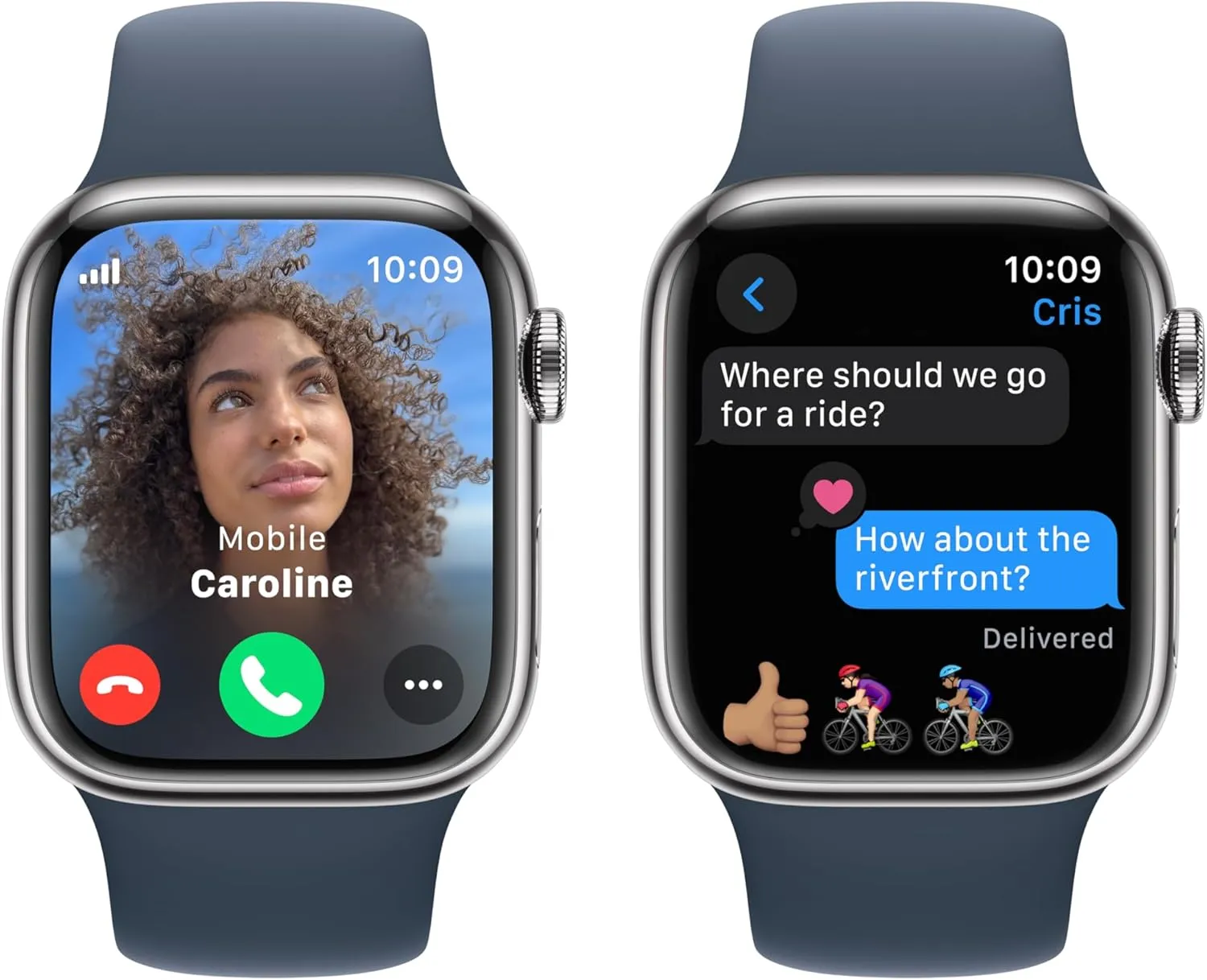 with Storm Blue Sport Band S/M. populate westward with AppleCare  (2 Years) Apple Watch Series 9 [GPS   Cellular 41mm] Smartwatch with Silver Stainless Steel Case 