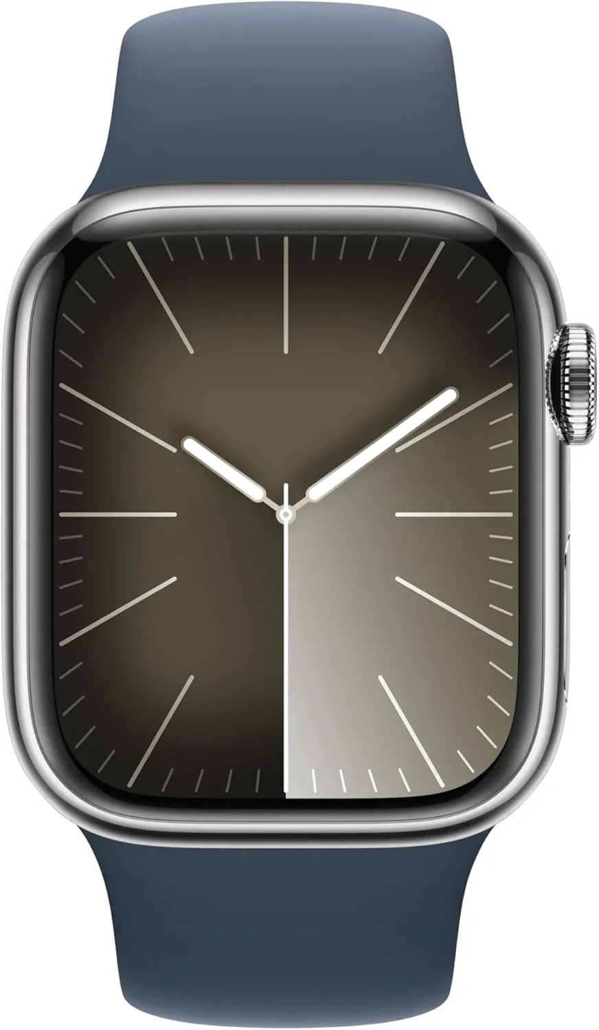 with Storm Blue Sport Band S/M. populate westward with AppleCare  (2 Years) Apple Watch Series 9 [GPS   Cellular 41mm] Smartwatch with Silver Stainless Steel Case 