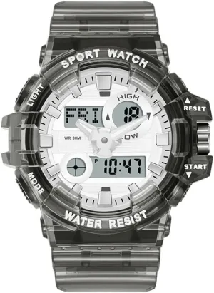 with Transparent Strap Carlien Men's Analog Digital privilege Display LED Watch Military Multifunctional Waterproof Quartz Sports Watch 