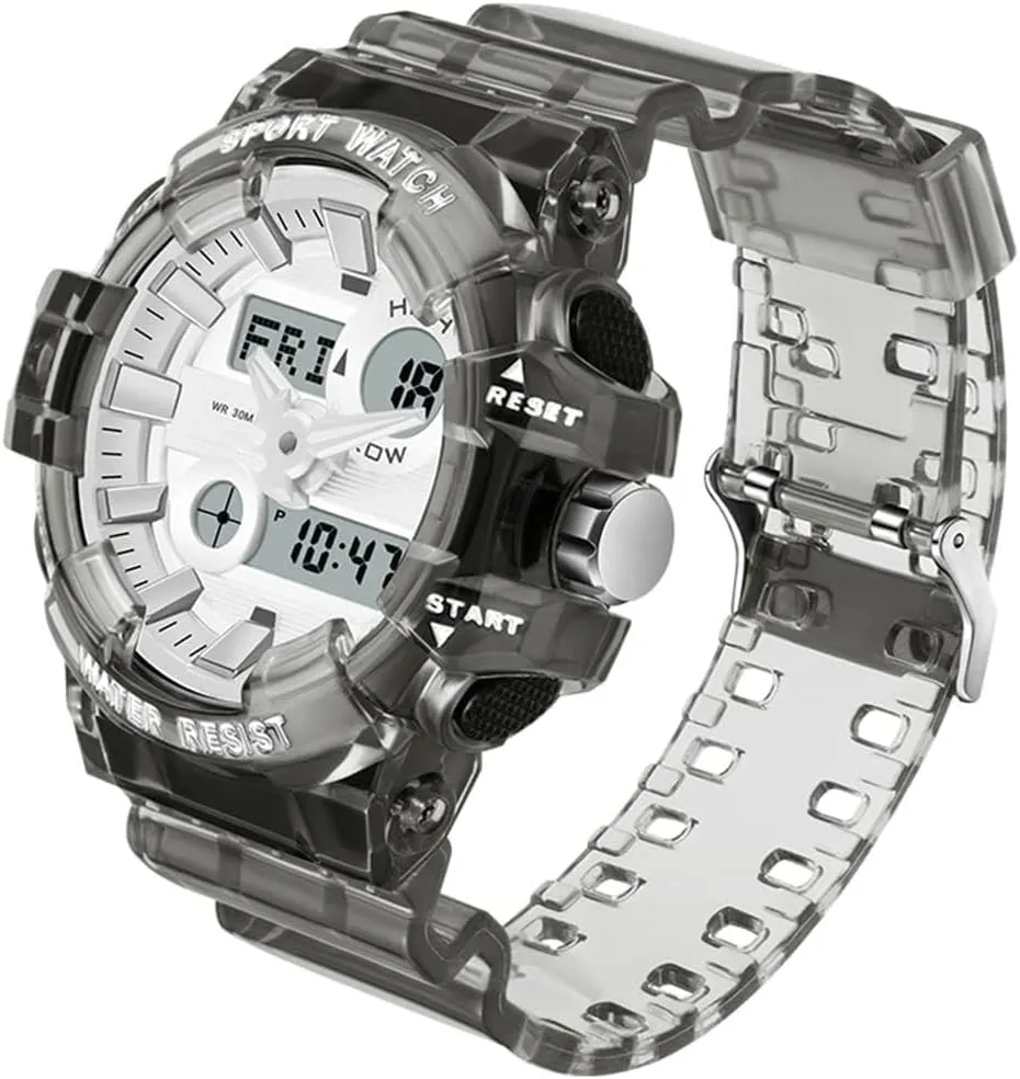 with Transparent Strap Carlien Men's Analog Digital privilege Display LED Watch Military Multifunctional Waterproof Quartz Sports Watch 