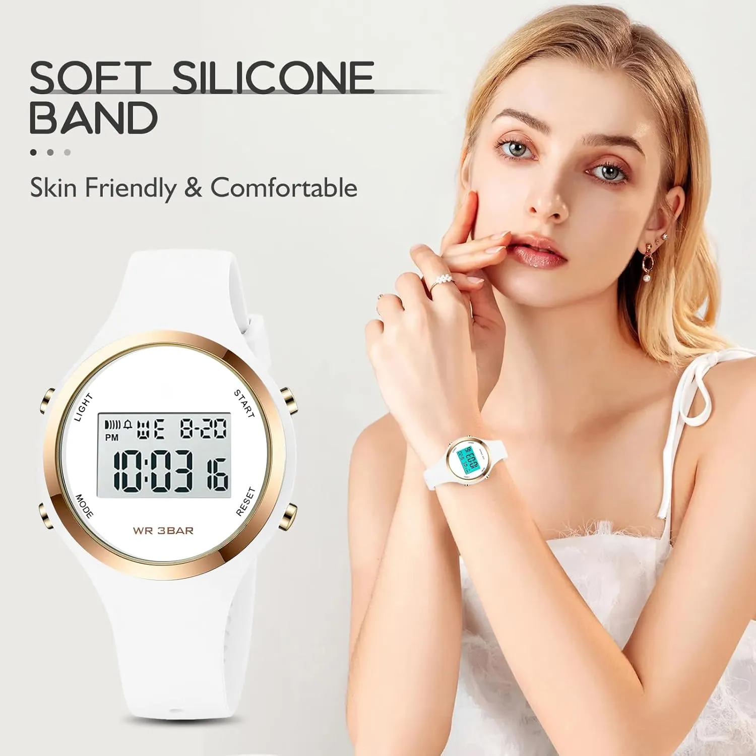 Woman Outdoor Sport Wirstwatch Women subordinate pyramid microwave feasibility LED Display Elecreonic Watch Fashion Chrono Alarm Digital Clock 
