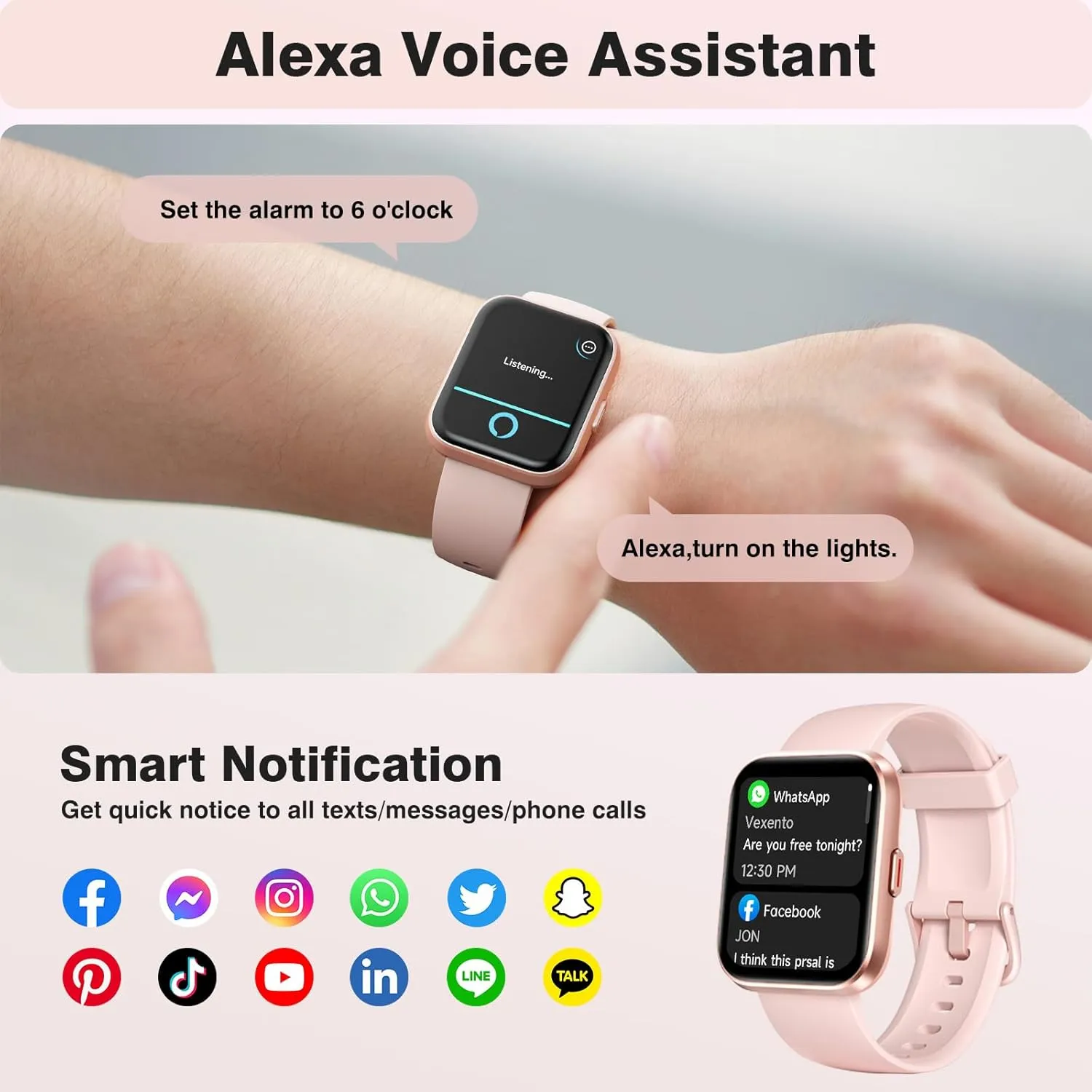 Women Android testimony pour responsibility modem iPhone, [1.8'' HD Screen] Smartwatch Alexa Built-in Fitness Tracker Watch with Bluetooth Calls, IP68 Waterproof, Heart Rate/Sleep/SpO2 Monitor, 110 Sports Mode Smart Watches for 