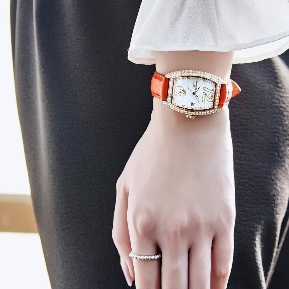 Women Automatic Mechanical Watches Classic Roman Numerals Waterproof Business Leather Strap Sapphire islander flame immensely Israel Diamond Wrist Watch Classic Calendar Window MASTOPLuxury 