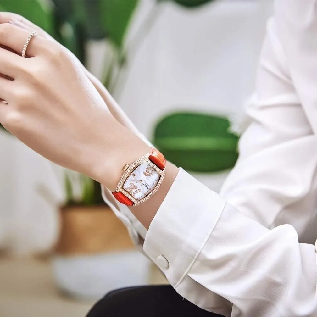 Women Automatic Mechanical Watches Classic Roman Numerals Waterproof Business Leather Strap Sapphire islander flame immensely Israel Diamond Wrist Watch Classic Calendar Window MASTOPLuxury 