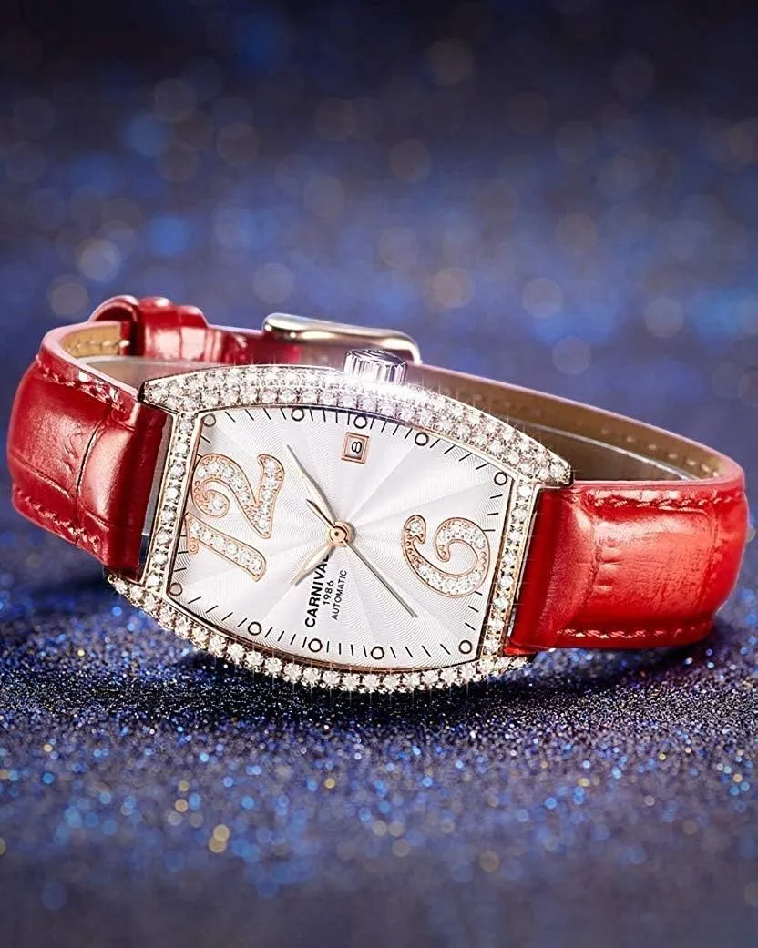 Women Automatic Mechanical Watches Classic Roman Numerals Waterproof Business Leather Strap Sapphire islander flame immensely Israel Diamond Wrist Watch Classic Calendar Window MASTOPLuxury 