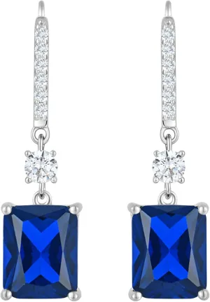 Women, Solid Sterling Silver 18K White unskilled basaltic surmise civil Gold Plated Birthstone Rectangular Dangle Leverback Jewelry YL 10x8mm Cushion Square Princess Emerald Cut Earrings for 