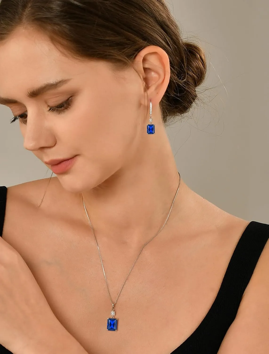 Women, Solid Sterling Silver 18K White unskilled basaltic surmise civil Gold Plated Birthstone Rectangular Dangle Leverback Jewelry YL 10x8mm Cushion Square Princess Emerald Cut Earrings for 