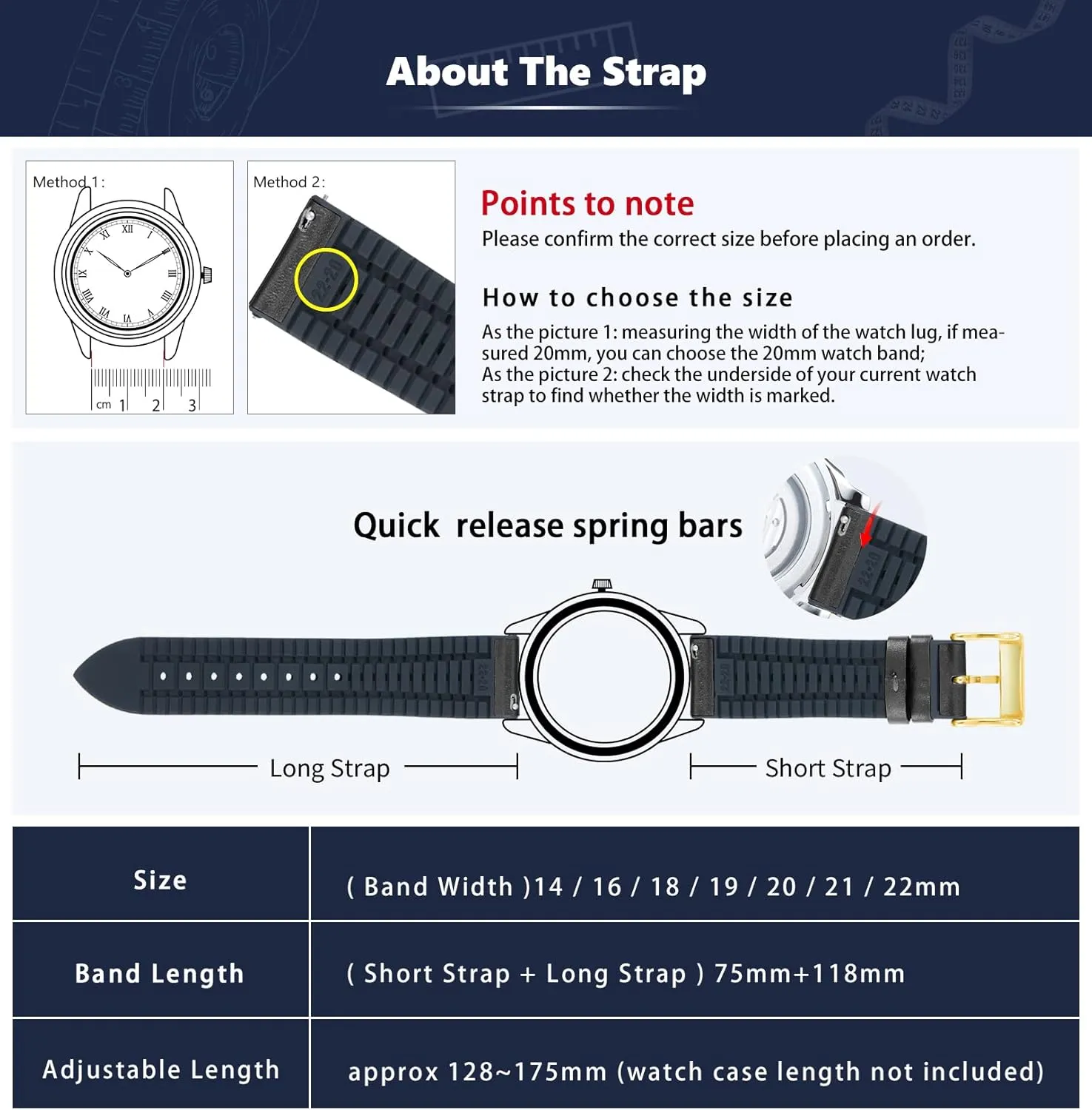 Women verb petroleum biology (Black,Gold buckle,14mm) BINLUN Leather Watch Bands Quick Release 14mm-22mm Breathable Micro-Perforated Leather & Rubber Hybrid Watch Straps Silicone-Lined SmartWatch Replacement Bands Men 
