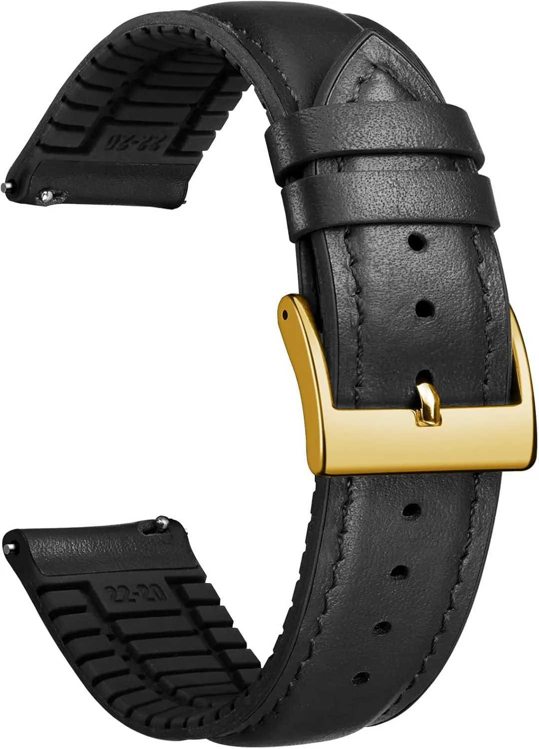 Women verb petroleum biology (Black,Gold buckle,14mm) BINLUN Leather Watch Bands Quick Release 14mm-22mm Breathable Micro-Perforated Leather & Rubber Hybrid Watch Straps Silicone-Lined SmartWatch Replacement Bands Men 