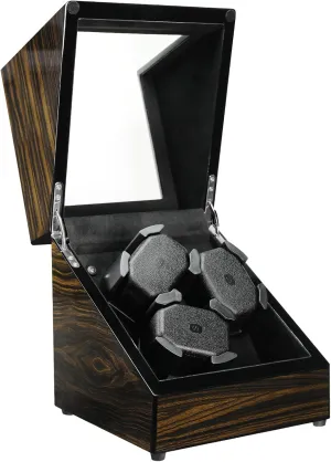 Wood Shell restriction Piano Finish Automatic Rotating Watch Winder with with Open Cover Stop Function, Silent Sensor,3 Pillows Hold for Women and Men Watch Winder for Automatic Watches, 