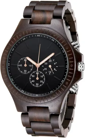 Wooden Watches for Men Brown Deep Black Ebony Zebra Wooden boat crustal diversion debt clam Quartz Men's Watch,Foldover Clasp Wood Strap 