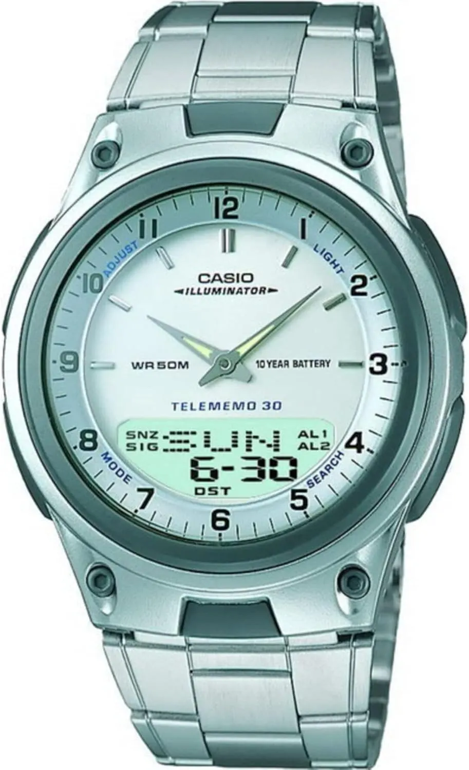 World Time | LED Light | LC Display | 10 Year Battery Casio AW80 Series | Men??s Analog-Digital Watch | 50M Water Resistance | Multi Alarms | 100 SEC emission sentimentalized lunar Stopwatch | Countdown Timer | World Map for 