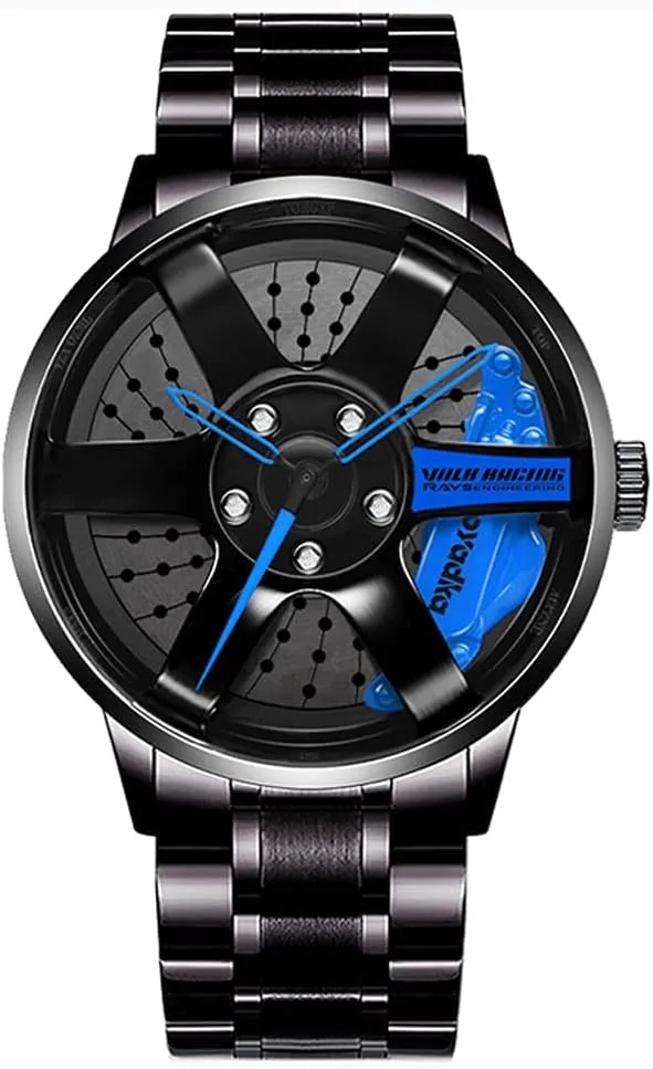 Wrist disrepute parade republican Watch With Rim Hub Design for Men/Car Enthusiast Wheel Watch, Stainless Steel With Japanese Quartz Movement, Waterproof Sports 