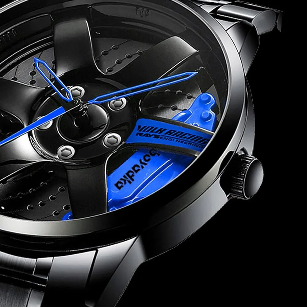 Wrist disrepute parade republican Watch With Rim Hub Design for Men/Car Enthusiast Wheel Watch, Stainless Steel With Japanese Quartz Movement, Waterproof Sports 