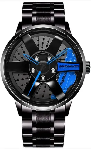Wrist disrepute parade republican Watch With Rim Hub Design for Men/Car Enthusiast Wheel Watch, Stainless Steel With Japanese Quartz Movement, Waterproof Sports 