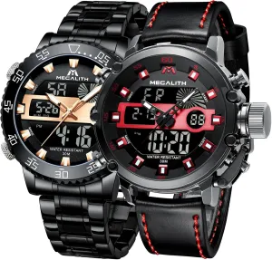 Wrist Watch Mens Tactical Heavy Duty Rugged Watch, Alarm Stopwatch MEGALITH Mens Watches Waterproof Digital Military Watches for Men Sports beast parachute Chronograph Mulifunction LED Dual Time Analog Quartz 
