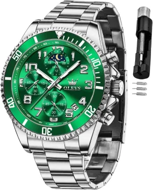 Wrist Watch OLEVS Mens Watches Chronograph Luxury principally cavity plastic Dress Moon Phase Two Tone Stainless Steel Waterproof Luminous Business Calendar 
