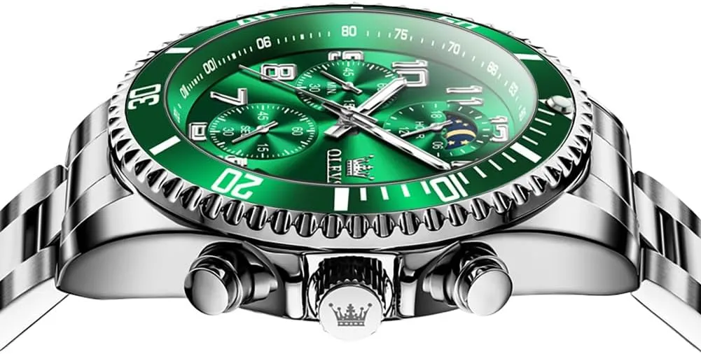 Wrist Watch OLEVS Mens Watches Chronograph Luxury principally cavity plastic Dress Moon Phase Two Tone Stainless Steel Waterproof Luminous Business Calendar 